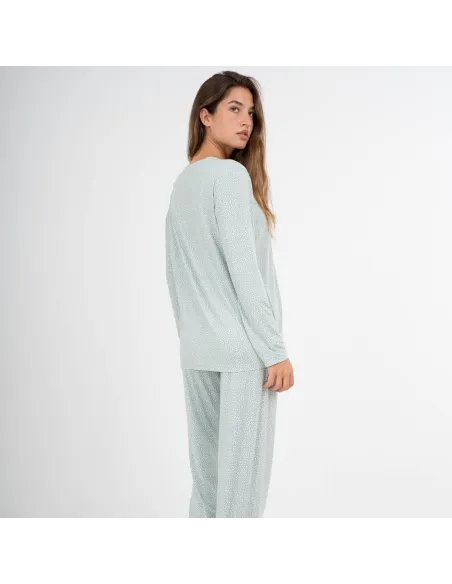 Pijama comprido mulher soft Lolenda verde tiffany pijamas-compridos-de-mulher