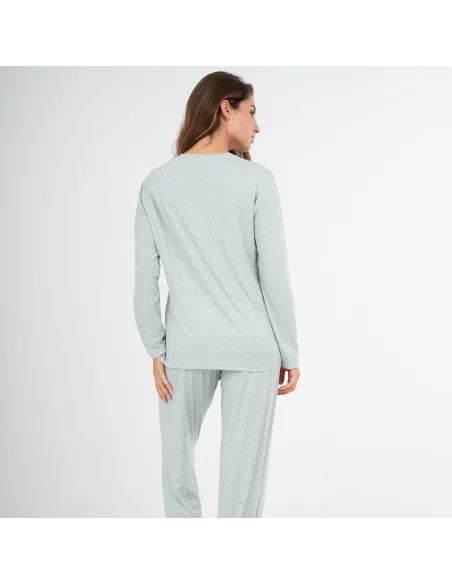 Pijama comprido mulher soft Lolenda verde tiffany pijamas-compridos-de-mulher