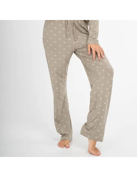 Pijama comprido mulher soft Embera verde seco pijamas-compridos-de-mulher