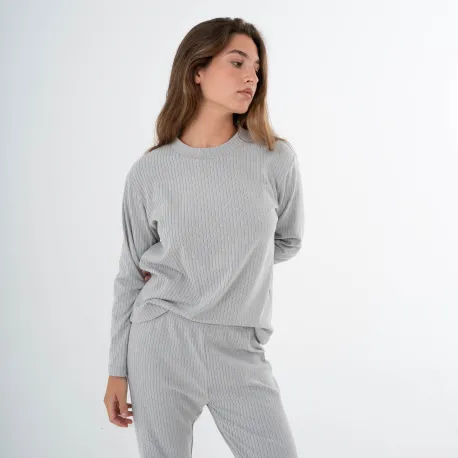Pijama canelado Raya ancha roupa-para-estar-por-casa