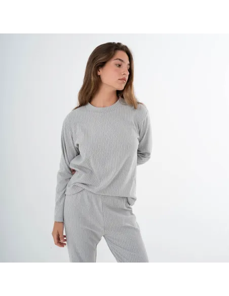 Pijama canelado Raya ancha roupa-para-estar-por-casa