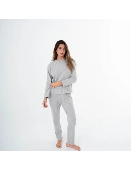 Pijama canelado Raya ancha roupa-para-estar-por-casa