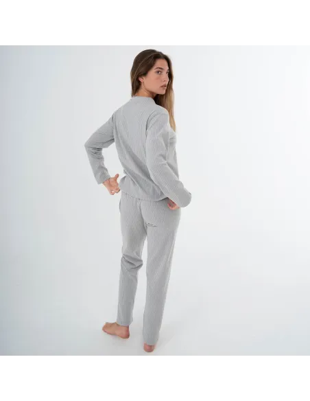 Pijama canelado Raya ancha roupa-para-estar-por-casa