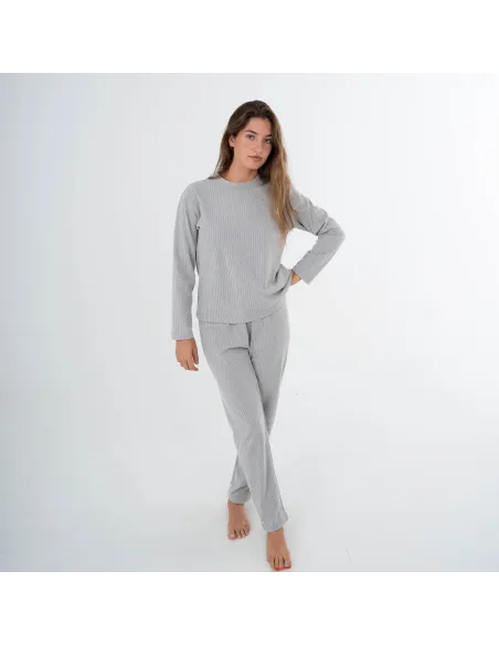 Pijama canelado Raya ancha roupa-para-estar-por-casa