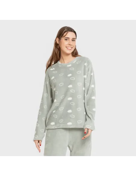Pijama coral Nube New verde tiffany pijama-inverno-mulher