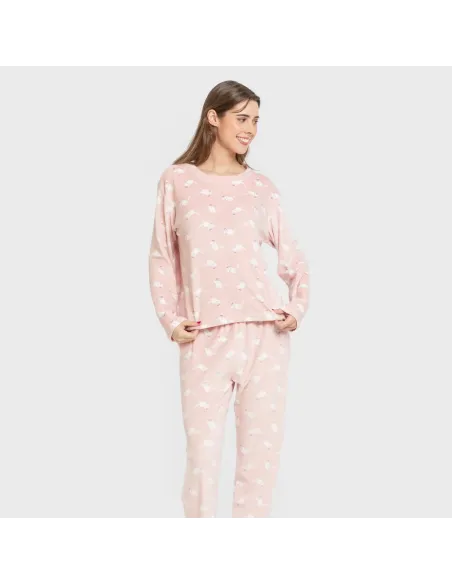 Pijama veludo super soft mulher Seasonal rosa velho pijama-inverno-mulher