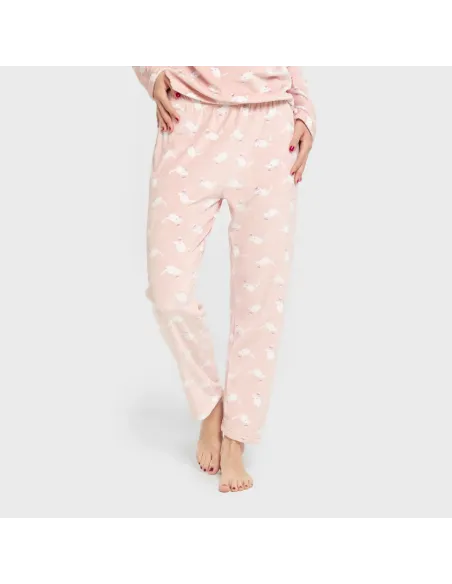 Pijama veludo super soft mulher Seasonal rosa velho pijama-inverno-mulher
