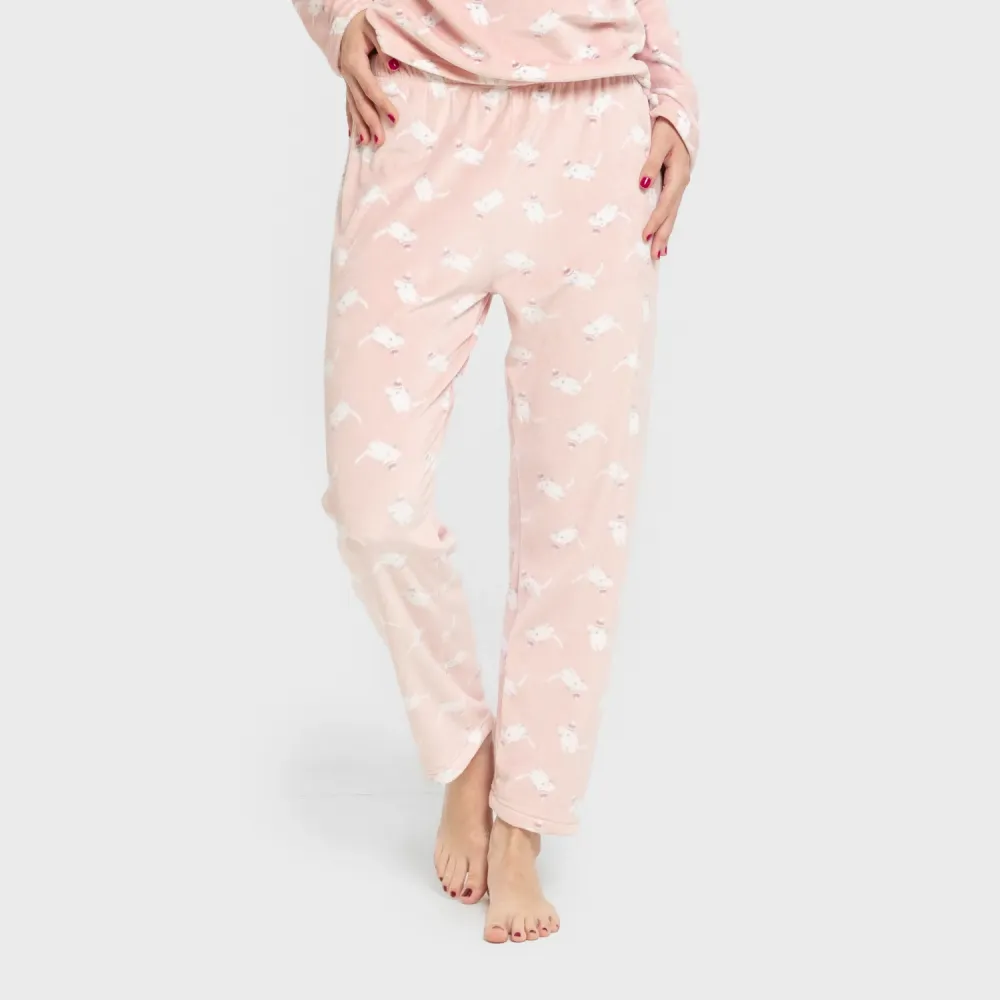 Pijama veludo super soft mulher Seasonal rosa velho pijama-inverno-mulher