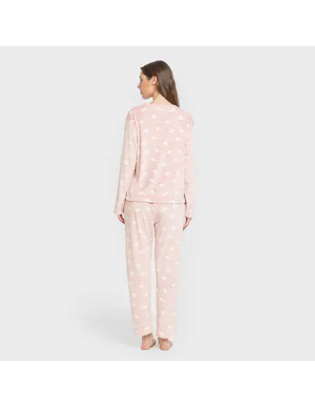 Pijama veludo super soft mulher Seasonal rosa velho pijama-inverno-mulher