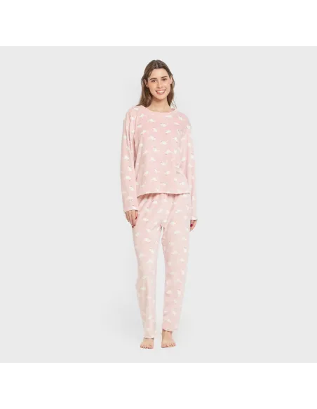 Pijama veludo super soft mulher Seasonal rosa velho pijama-inverno-mulher