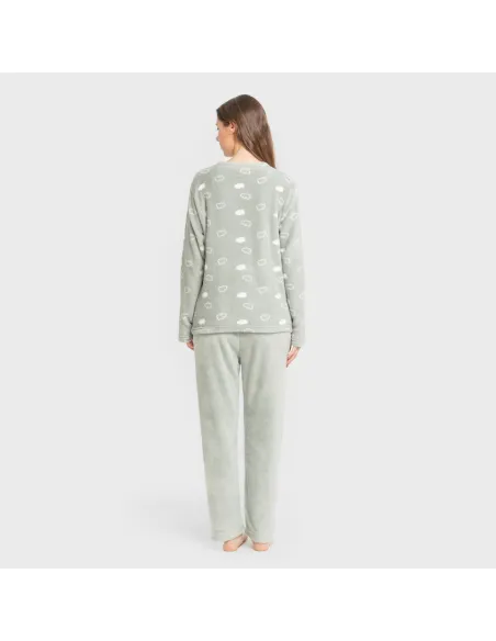 Pijama coral Nube New verde tiffany pijama-inverno-mulher