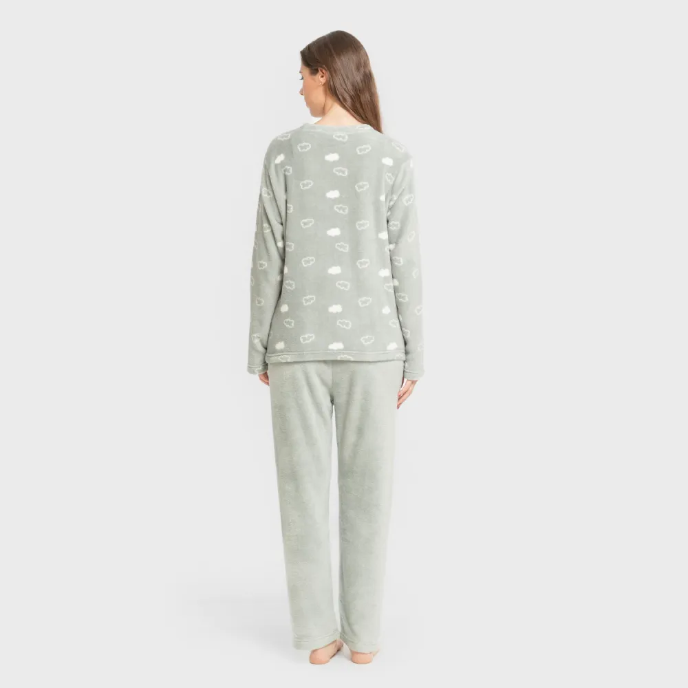 Pijama coral Nube New verde tiffany pijama-inverno-mulher