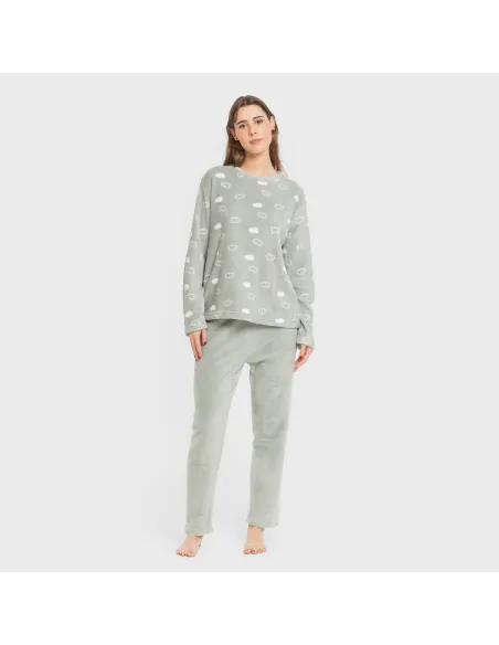 Pijama coral Nube New verde tiffany pijama-inverno-mulher