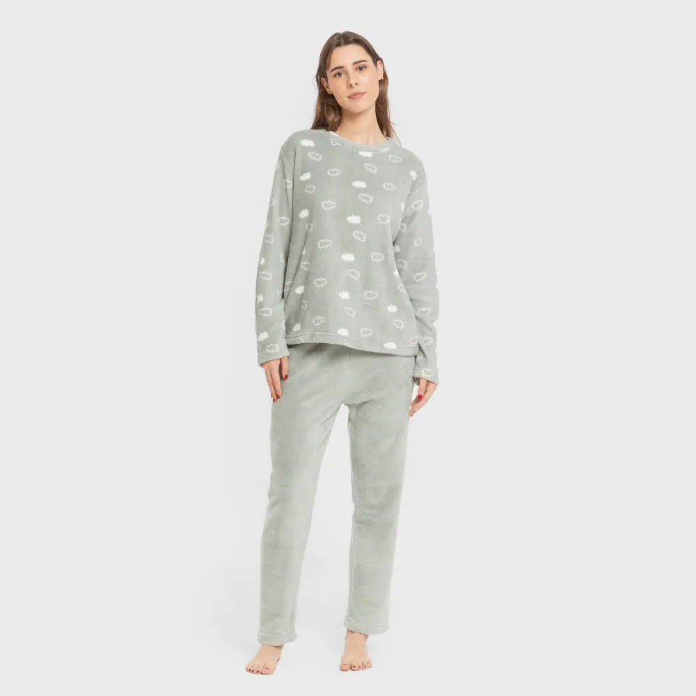 Pijama coral Nube New verde tiffany pijama-inverno-mulher