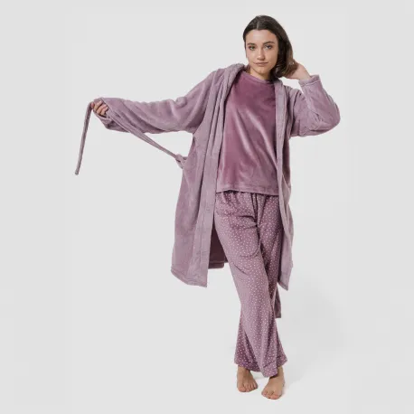 Roupão coral liso roupa-para-estar-por-casa