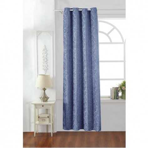 Cortina jacquard chenilla Ornamental azul indigo opacas